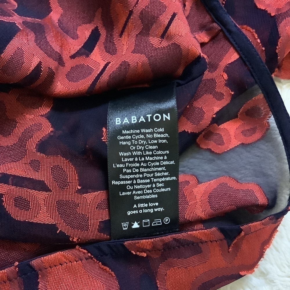 babaton Semi Sheer Coral Pattern Top Size Small - Picture 6 of 7